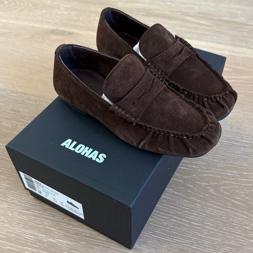 Alohas Suede Leather Loafers Aven Size US6 Brown